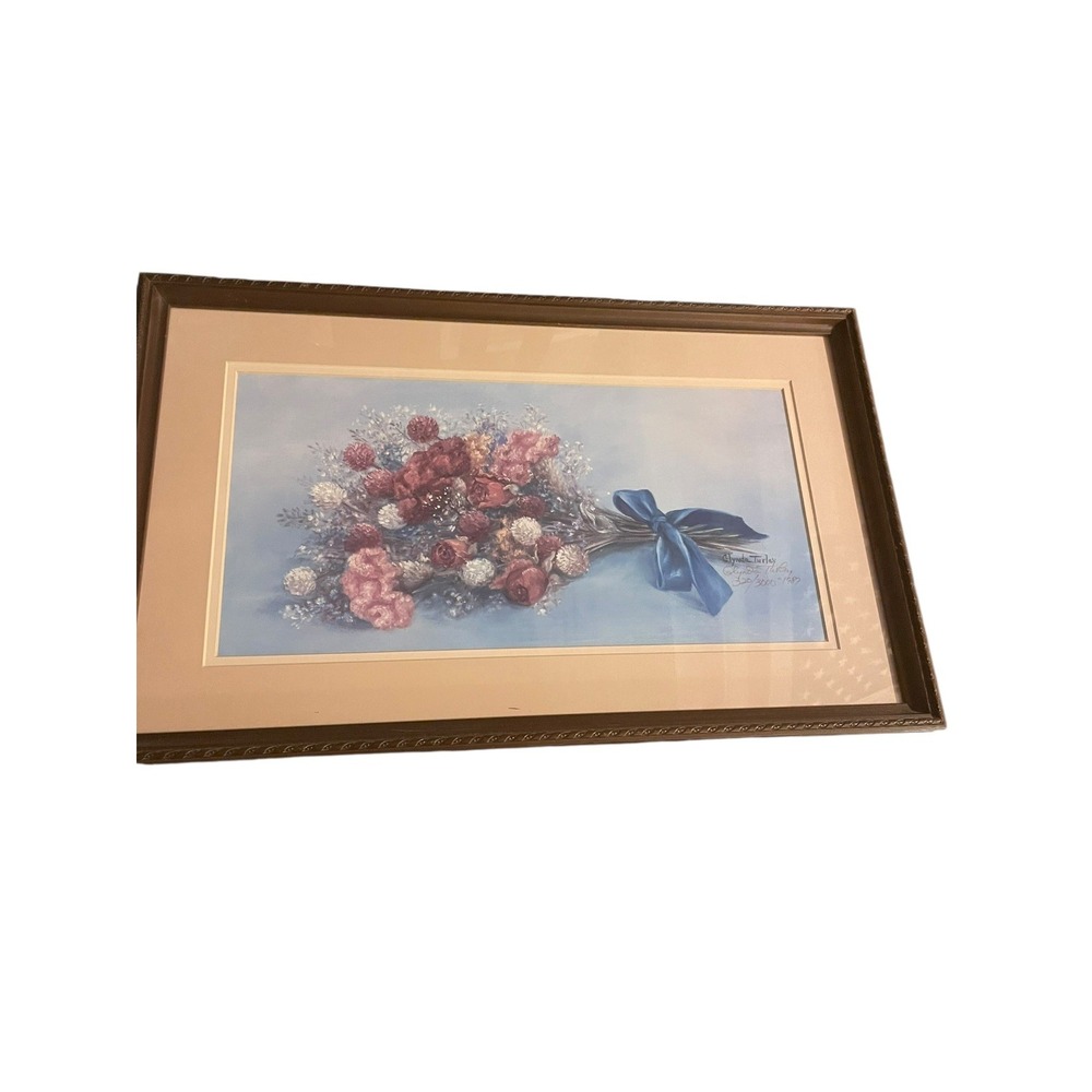 Glynda Turley "Blue Bouquet" 1987 Signed & Numbered Floral Print Vintage Cottage